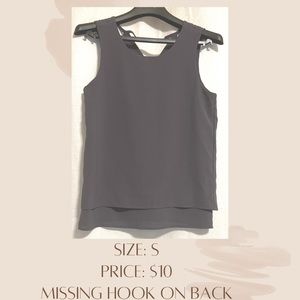 Small grey tank top. Perfect for work since it’s classy. It’s missing a hook.